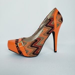 Orange Heels, Size 7, Qupid